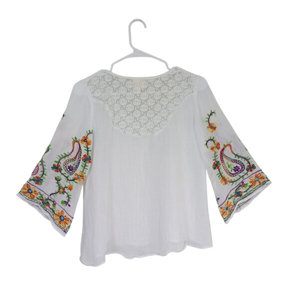 Anthropologie Fig & Flower Embroidered Boho Blouse Floral Lace Details Womens S - Picture 7 of 7